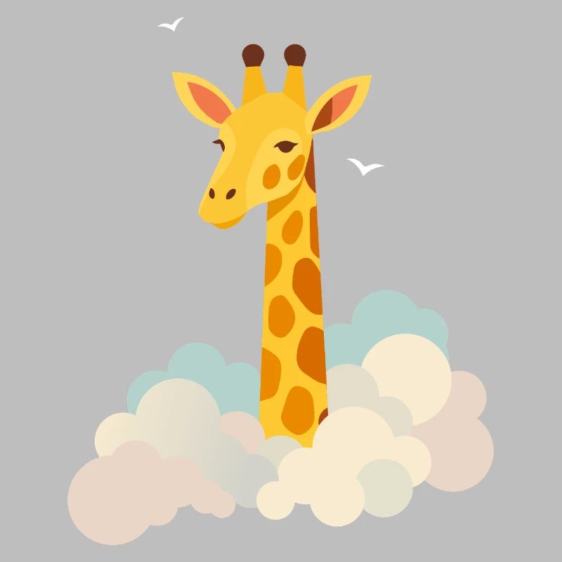 Gentle giraffe above the clouds – Dreamlike motif