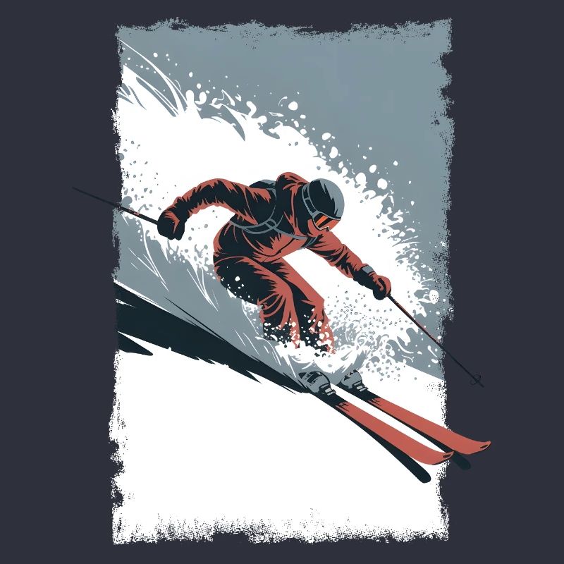 Ski Freeride Action Deep Snow Vector Style