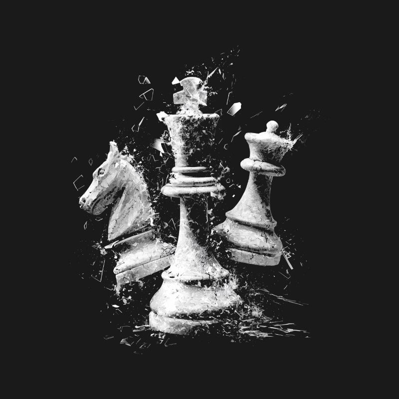Chess Pieces Explosion Design Dynamic Board