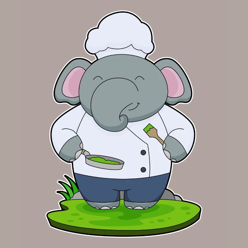 Cuisson à la poêle de cuisson d’éléphants