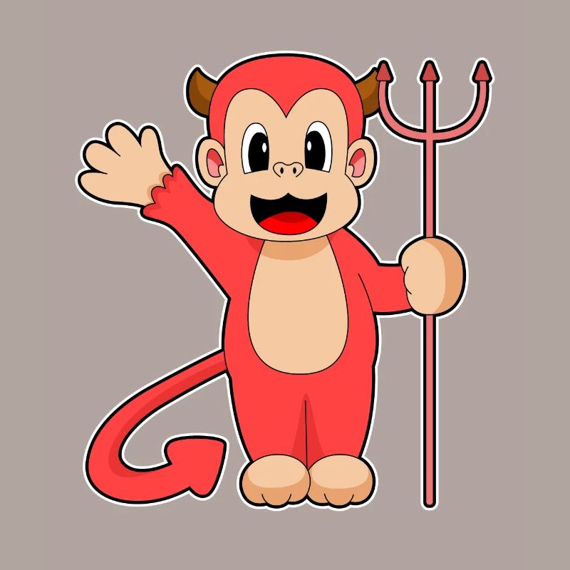 Monkey Halloween Devil Trident