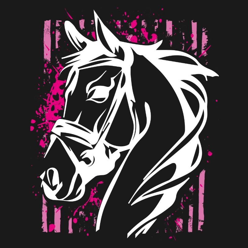 Cheval de style graffiti avec éclaboussure de couleur rose