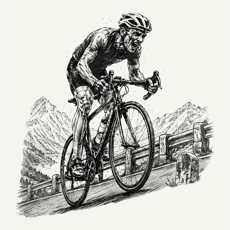 En montée – cyclistes en difficulté avec la montée