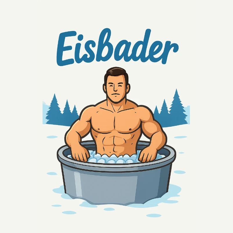 Eisbader Muskelmann im Eisbad