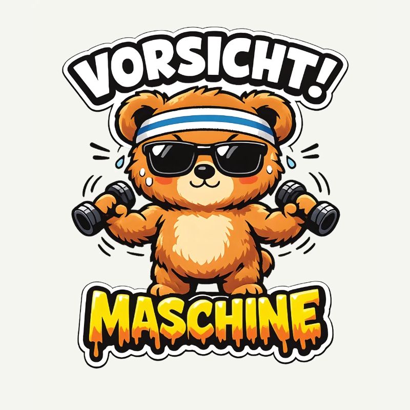 Caution Machine Bear with Dumbbells