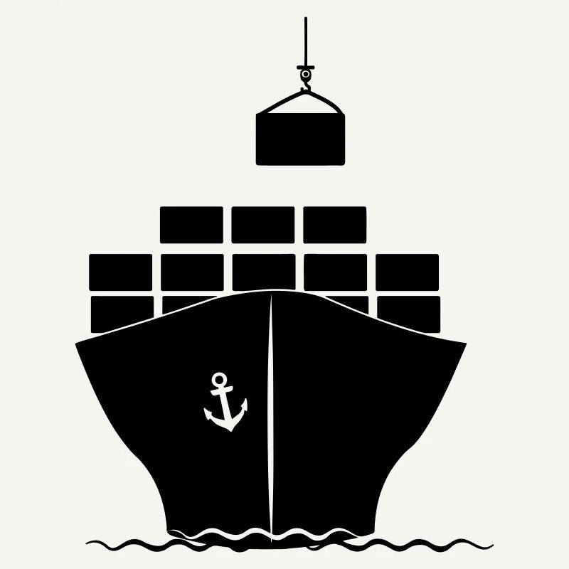 Sea container boat with crane loading