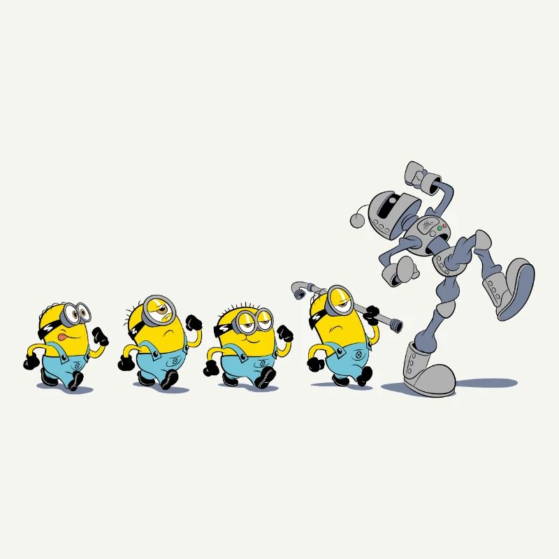 Minions En Rang Avec Robot