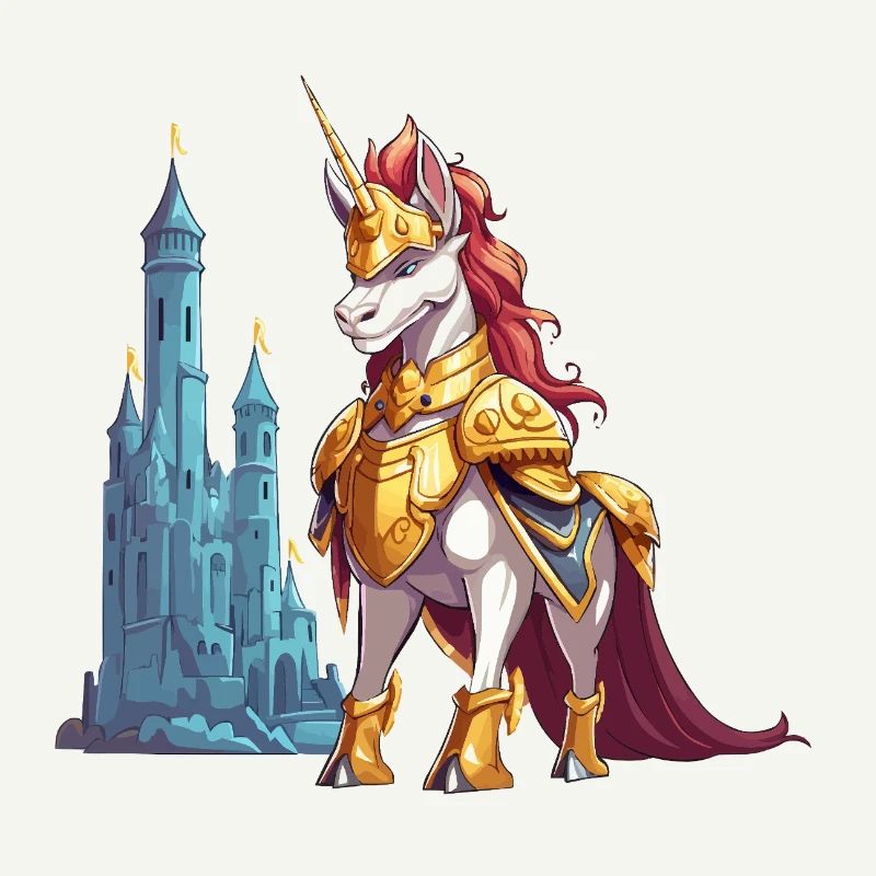 Licorne d’or devant le château