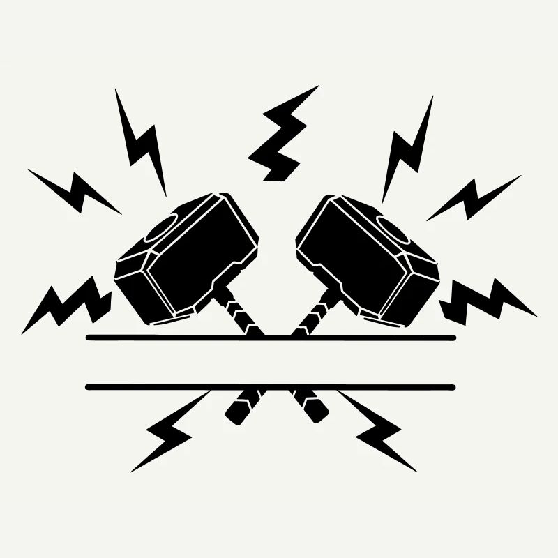 Deux marteaux de Thor avec découpe de texte
