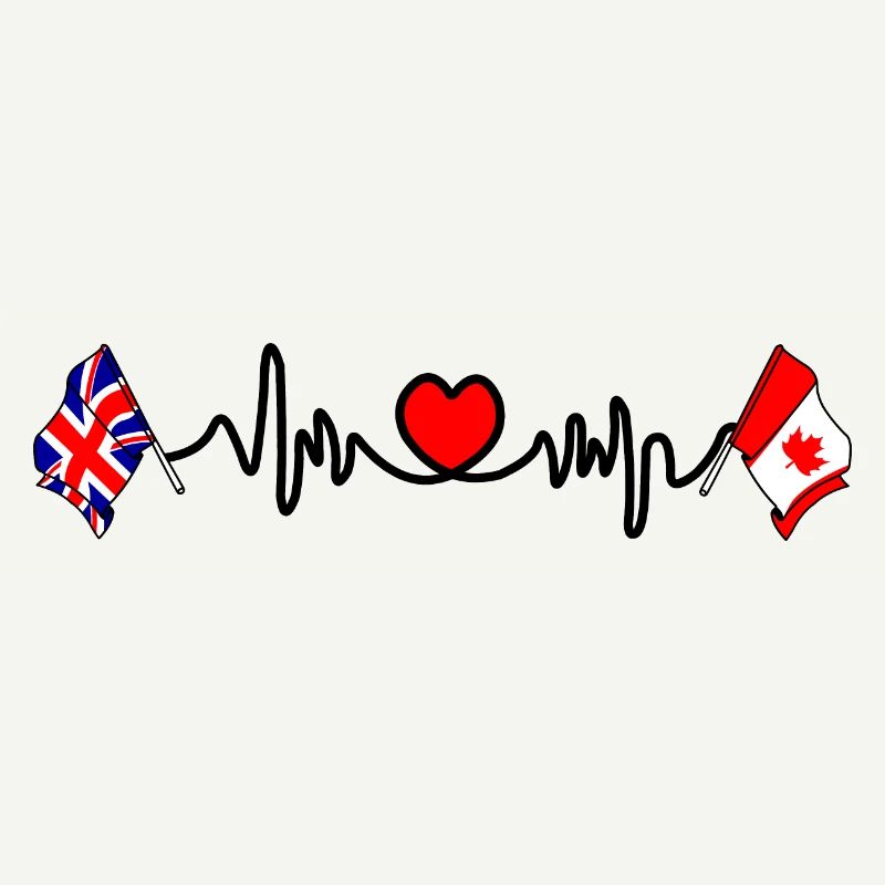 Cardio coeur avec drapeau de l’Angleterre et drapeau du Canada