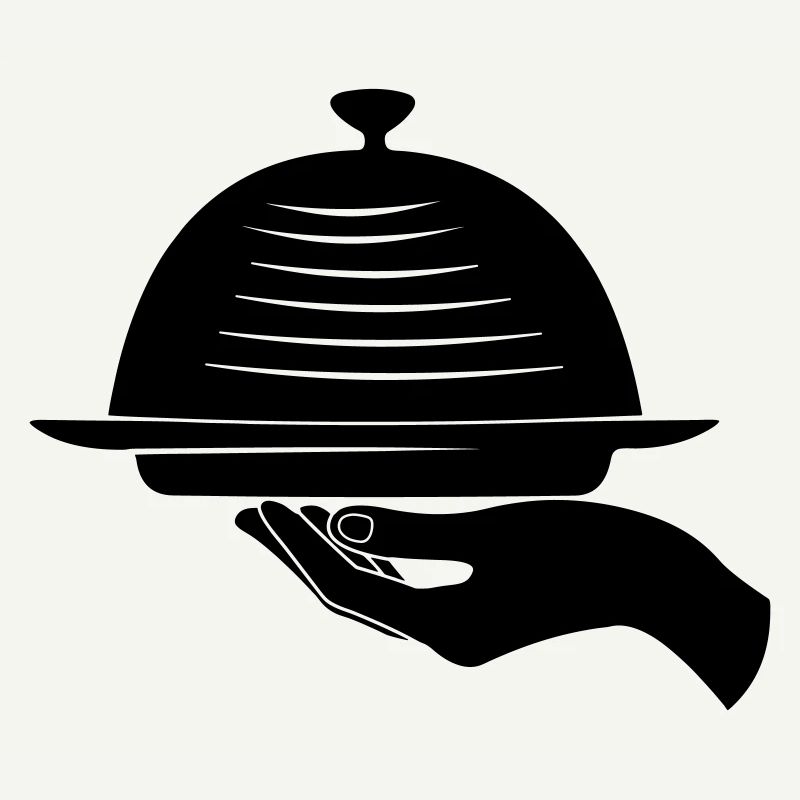 Main de serveur avec repas