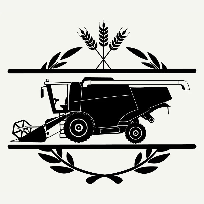 Moissonneuse-batteuse dans le style du logo de la couronne de laurier
