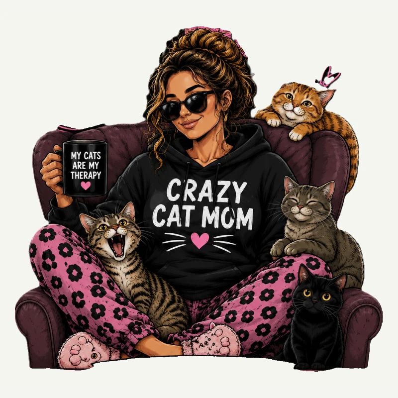 Sweat à capuche de maman de chat folle