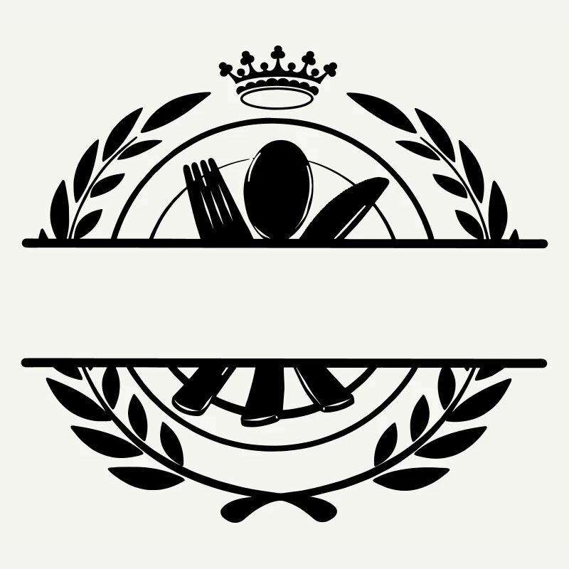 Logo du menu de couverts avec couronne