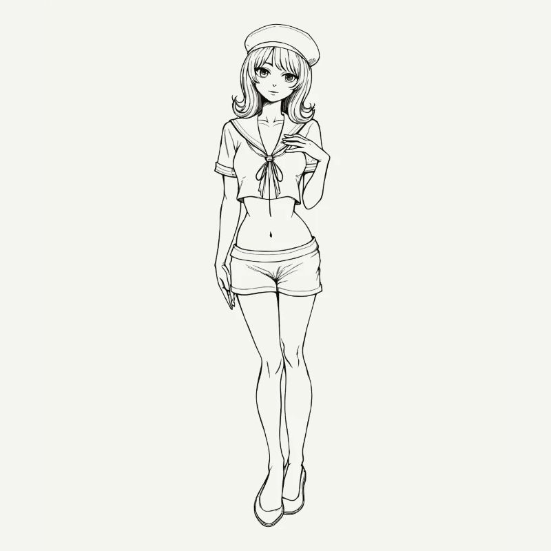 Style rétro Pin-up Sailor Navy