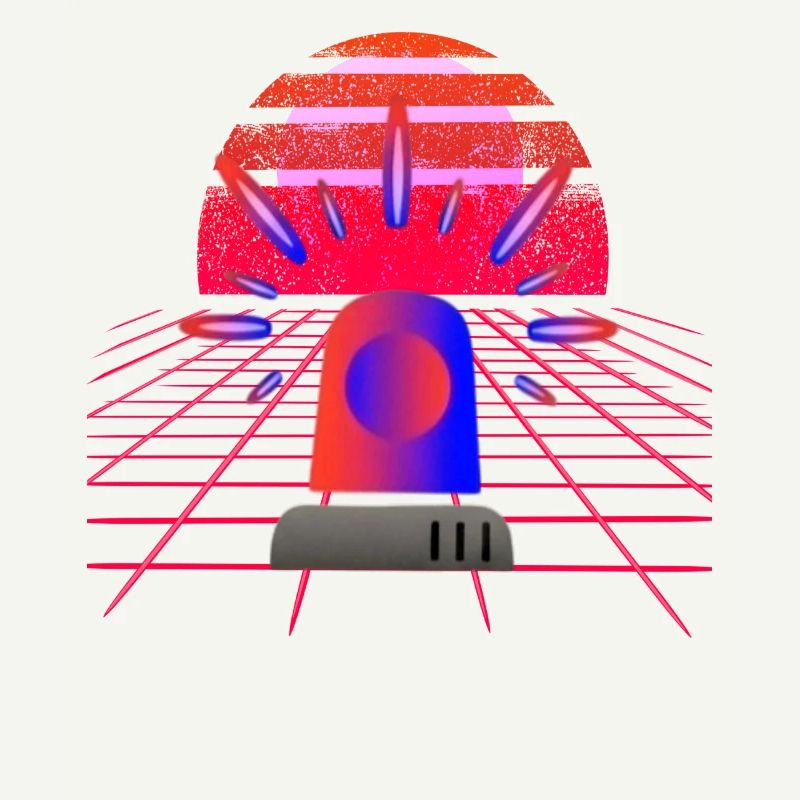Néon Rétro Synthwave Siren Blue Light