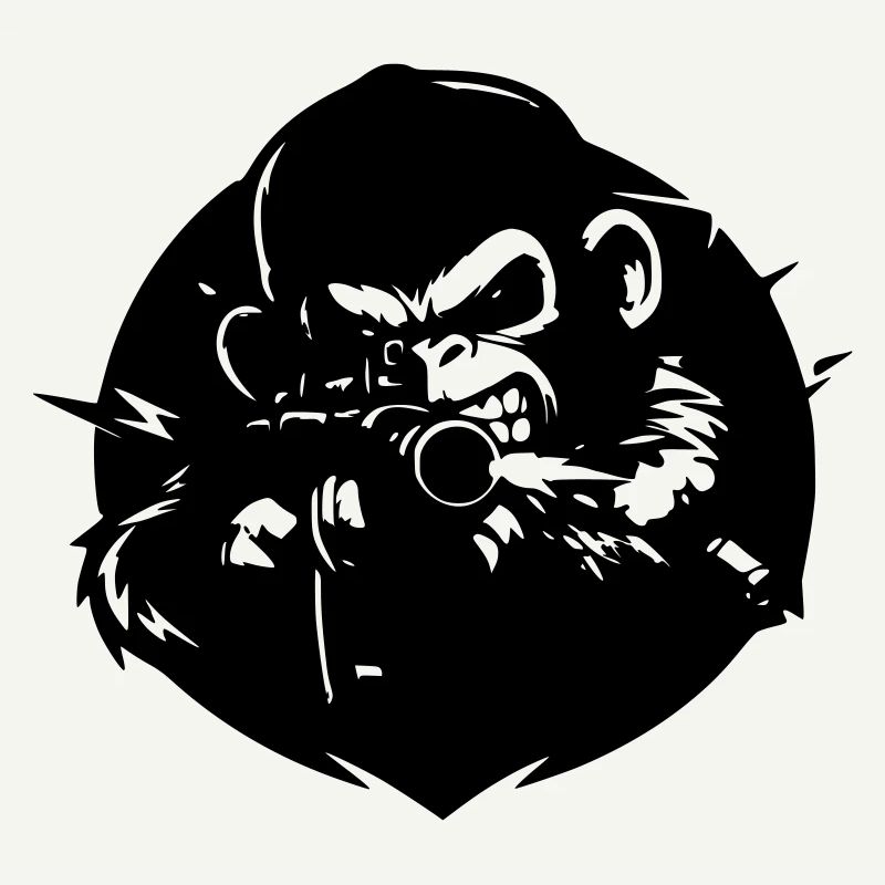 Affe mit Gewehr