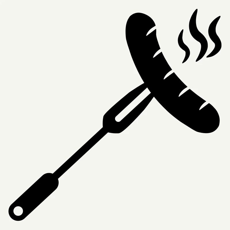 Sausage, bratwurst on a fork for BBQ