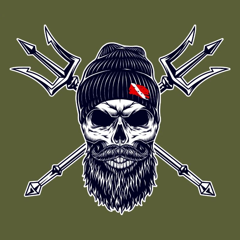 Plongeur Barbu Trident Drapeau Plongée sur Bonnet