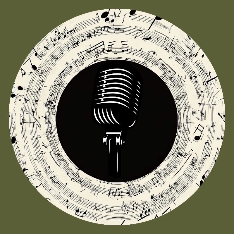 Microphone Musical Notes Art