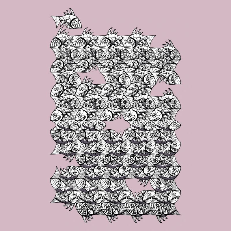 Repeated monochrome fish