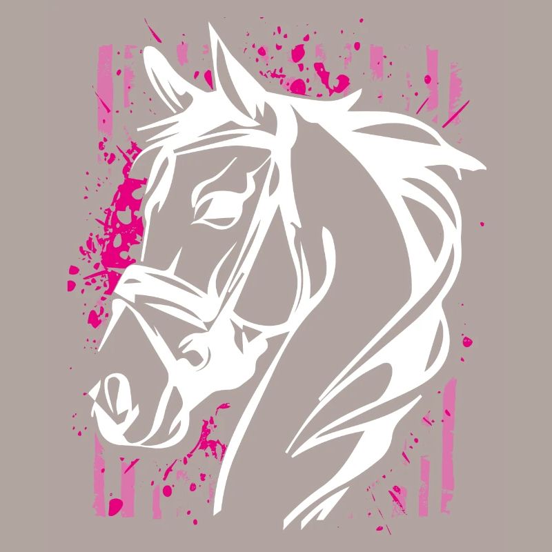 Cheval de style graffiti avec éclaboussure de couleur rose