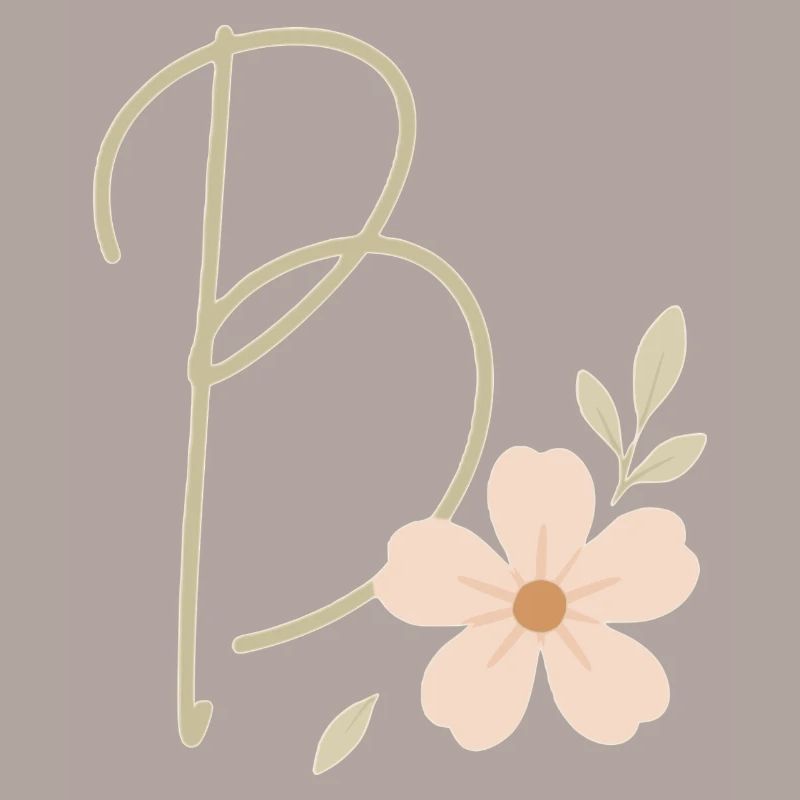 B Floral : Initiale avec fleur de corail