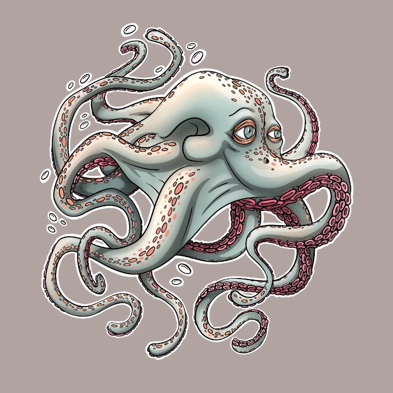 Whimsical Octopus with Dreamy Expression