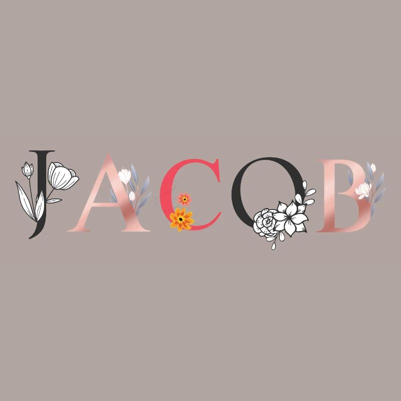 JACOB Art du nom avec fleurs brodées