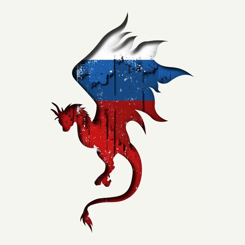 Drapeau de la Russie - Russie - Silhouette de dragon