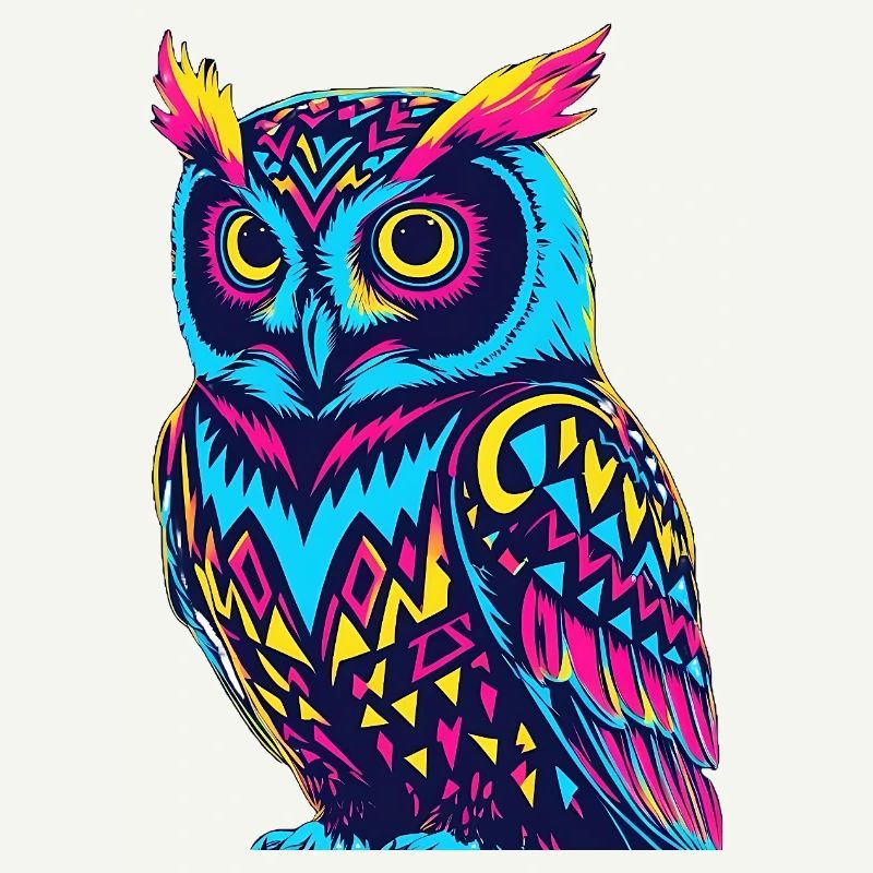 Neon Tribal Eule Design