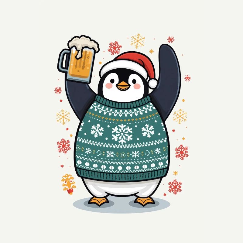 Festlicher Pinguin im Pullover