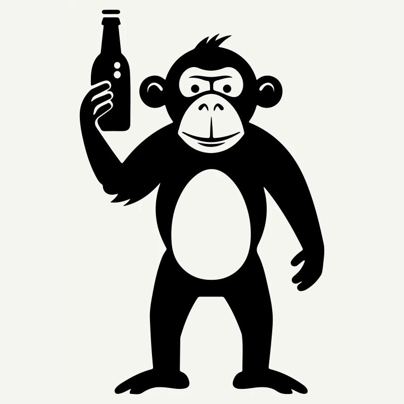 Affe mit Bierflasche