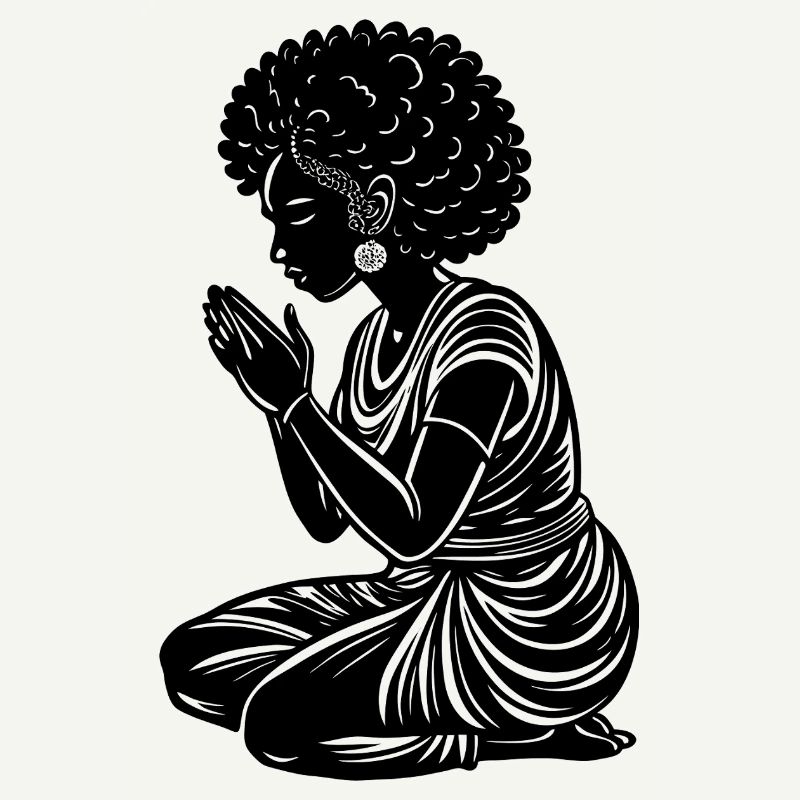 Femme afro prie