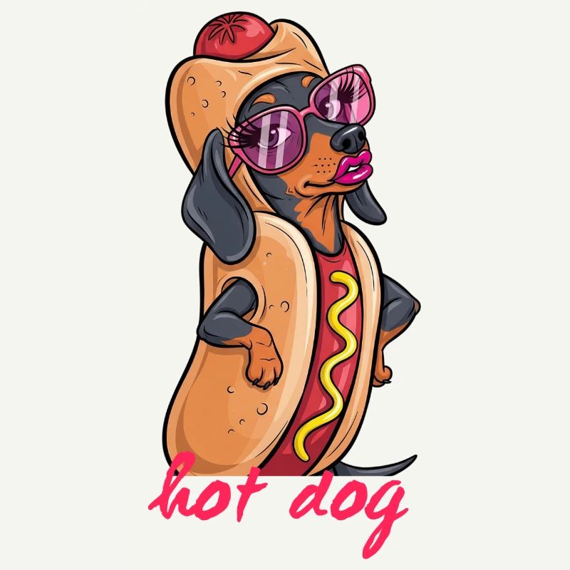 Teckel à la mode comme hot-dog