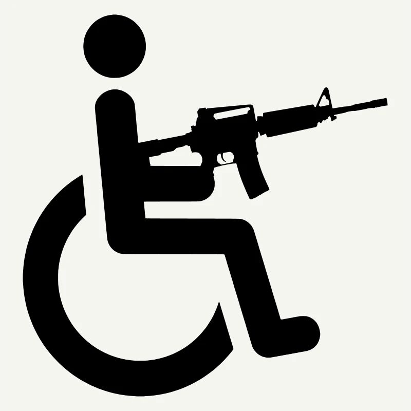 Rollstuhlfahrer mit Waffe #