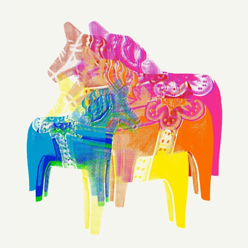 Pop Art Dala Pferde -Weihnachts Pulli Skandi Style