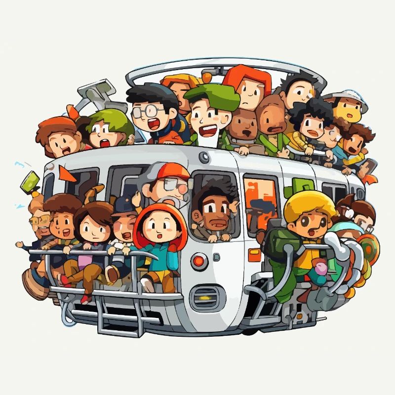 Scène colorée du bus