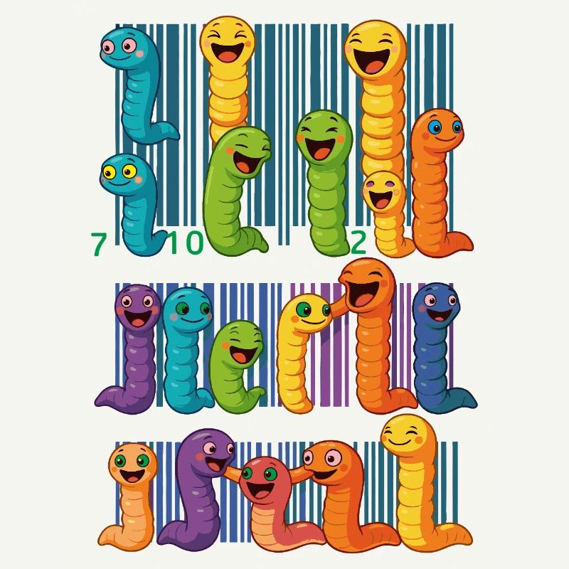 Colorful Worm Barcode Collection