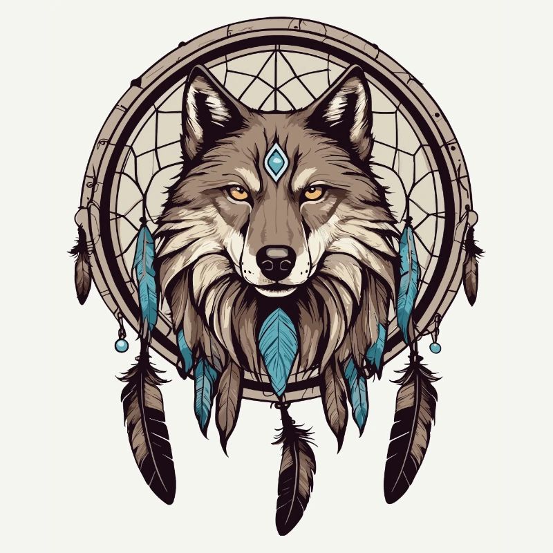 Dream catcher with wolf