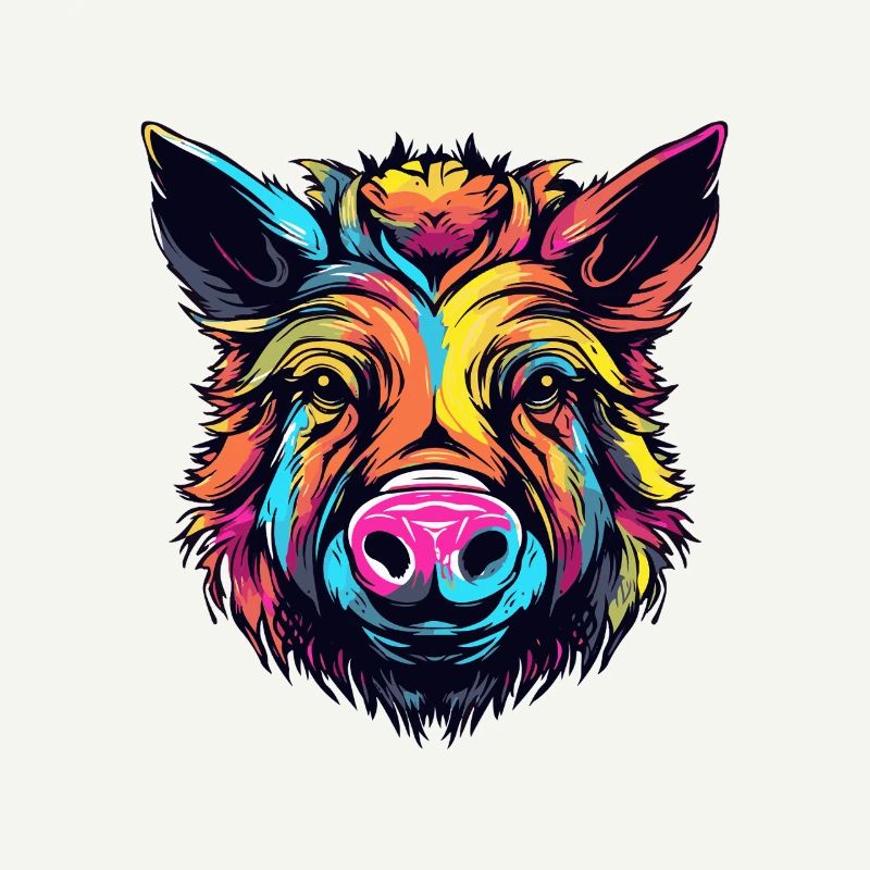 Neon wild boar