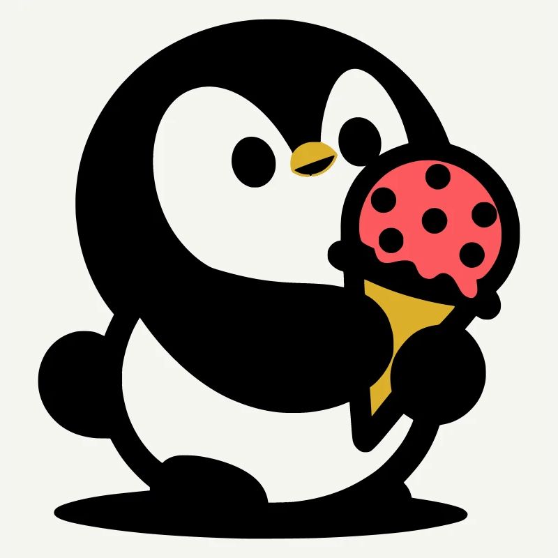 Kleiner Pinguin mit Eis