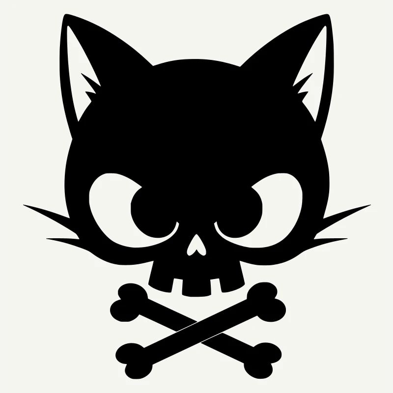 Cat Skull with Bones | Gothic Cute Icon
