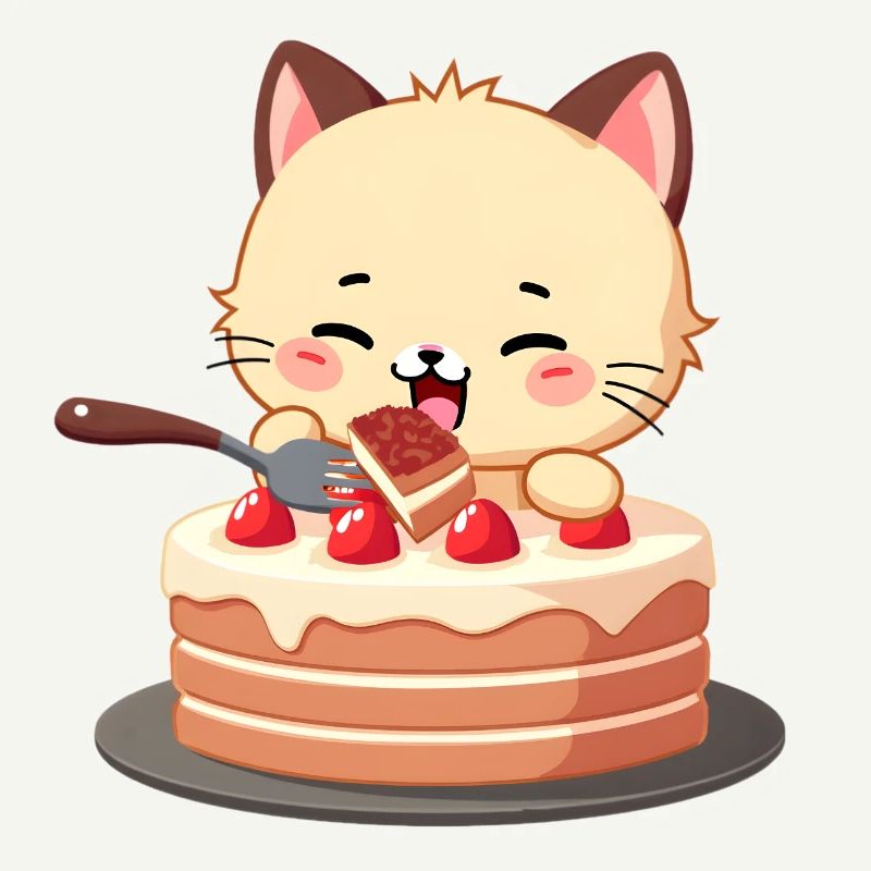 Cat eats cake