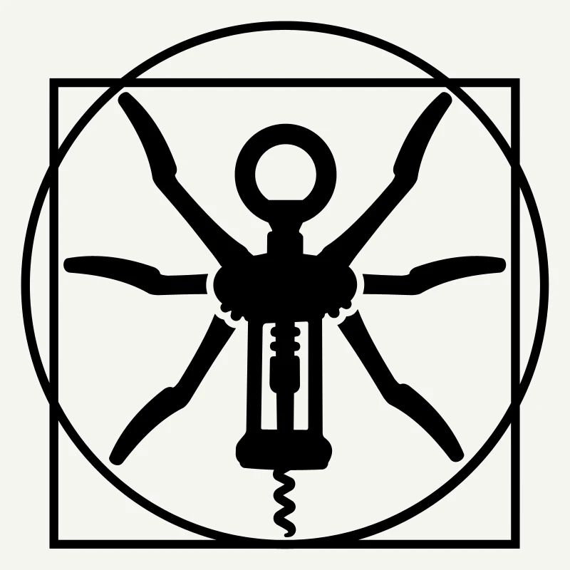 Vitruvian man wine cork screw Leonardo Da Vinci