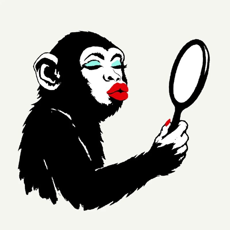 Dame singe vaniteuse avec miroir