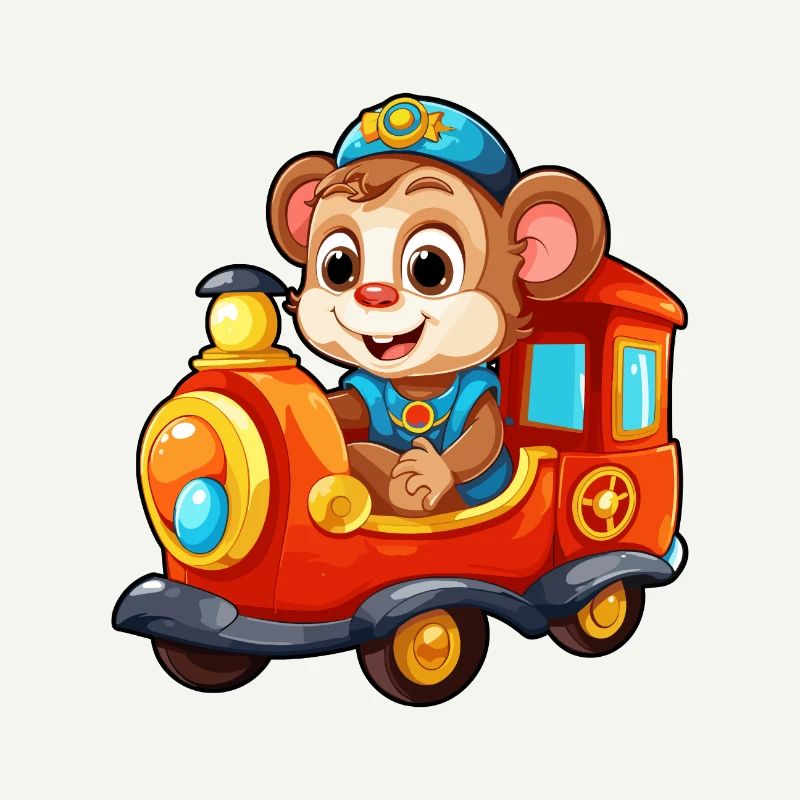 Affe Eisenbahn Schimpanse Affe fährt Eisenbahn