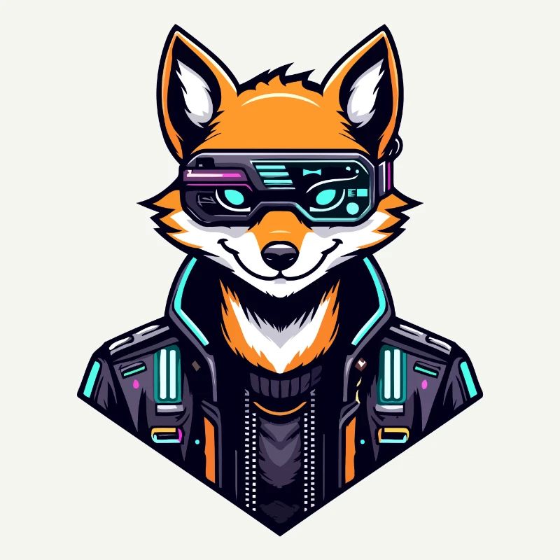 Cyber Fox Neon Tech Wild