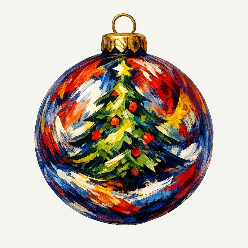 Weihnachtskugel mit Tannenbaummotiv . KI generiert