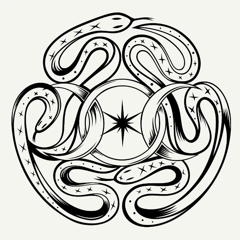 Serpents avec roue d’Hécate